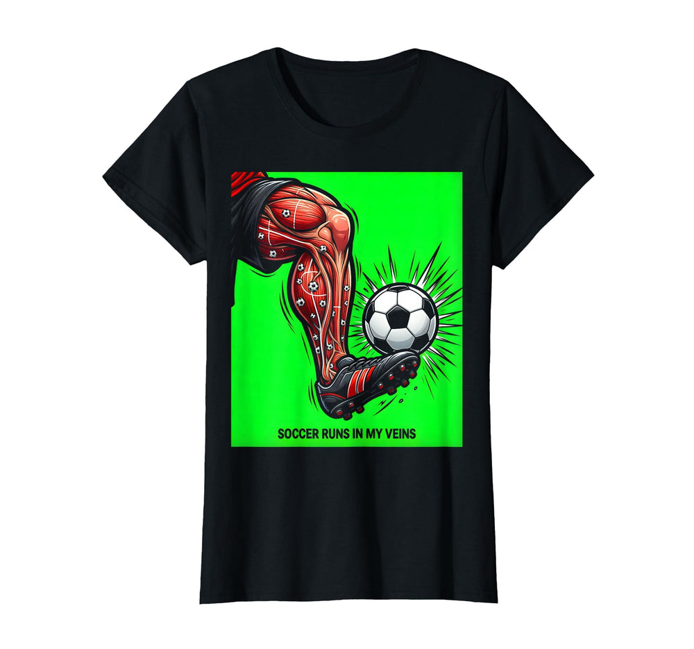 Soccer Runs My Veins Passionate Fan T-Shirt - Minimalist Print for Adults