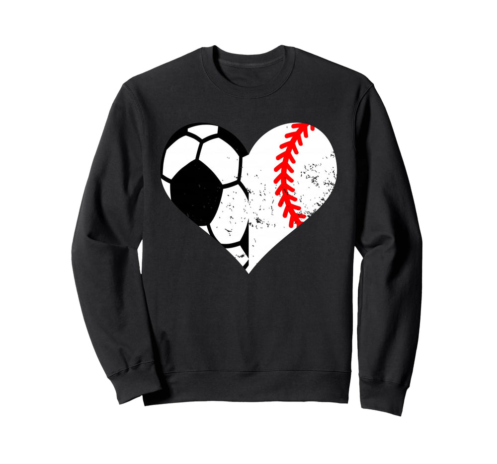 Soccer Baseball Heart Funny Soccer Sweatshirt - Streetwear Style Unisex