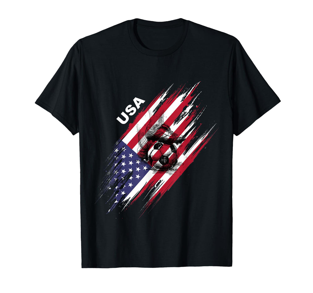 Usa Soccer American Flag Football T-Shirt - Custom Art Print for Adults