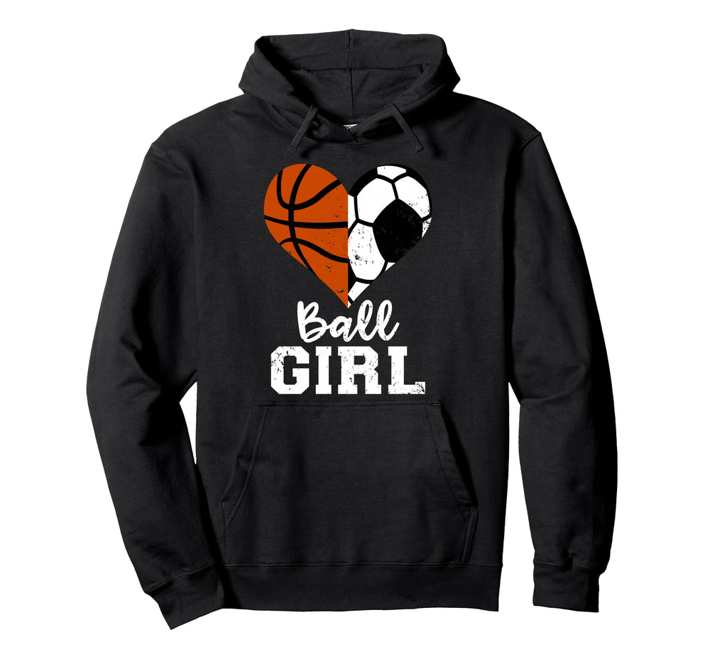 Ball Heart Funny Soccer Basketball Hoodie - Novelty Apparel Men Women