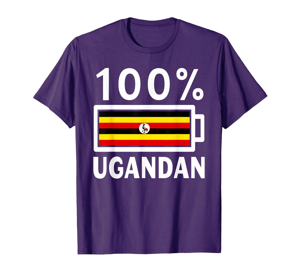 Uganda Flag 100 Ugandan Battery Power T-Shirt - Unique Graphic Men Women