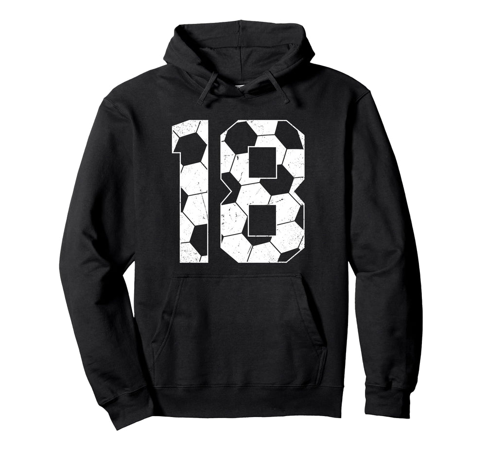 18Th Birthday Soccer Player Football 18 Hoodie - Graphic Print for Adults