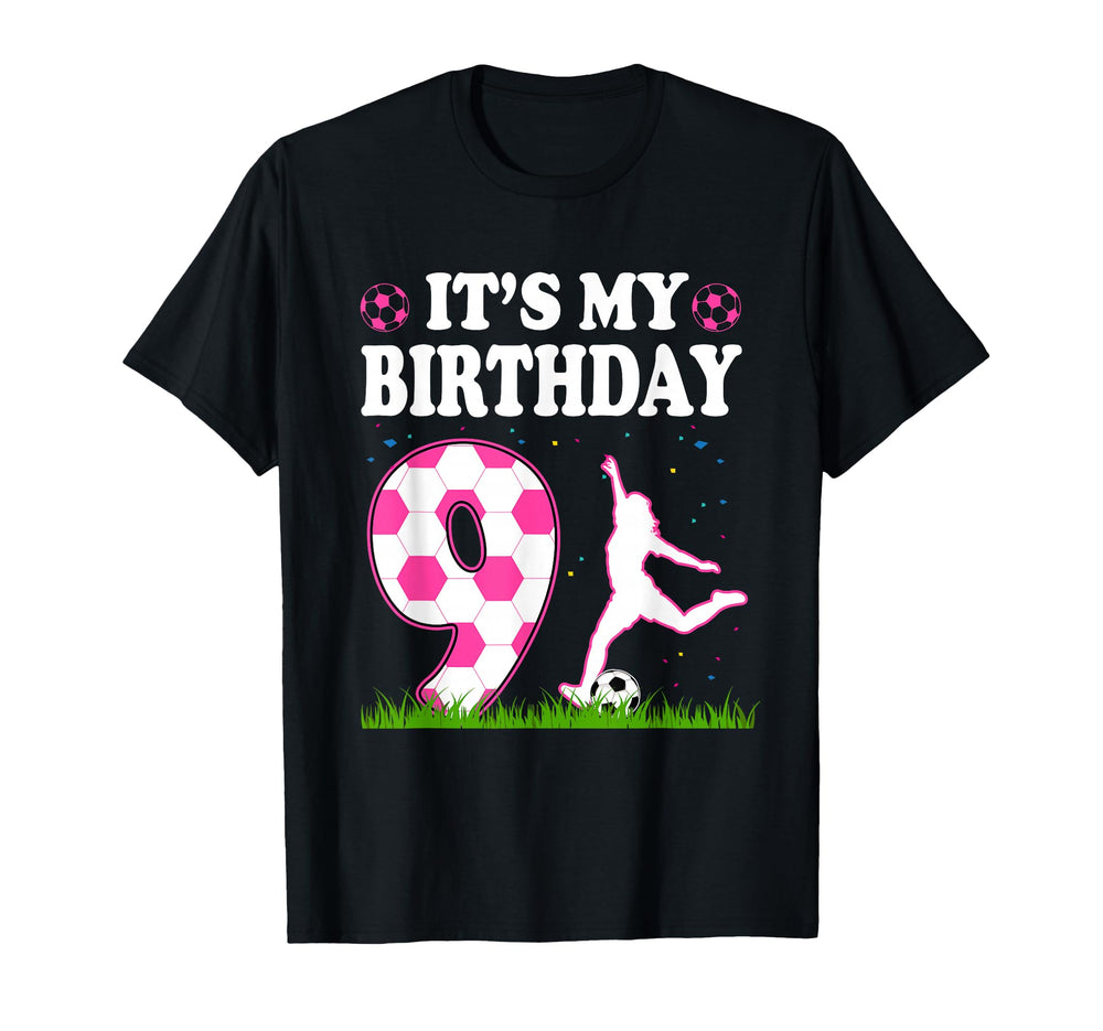 Its My 9Th Birthday Soccer Theme 9 Years T-Shirt - Minimalist Print Unisex