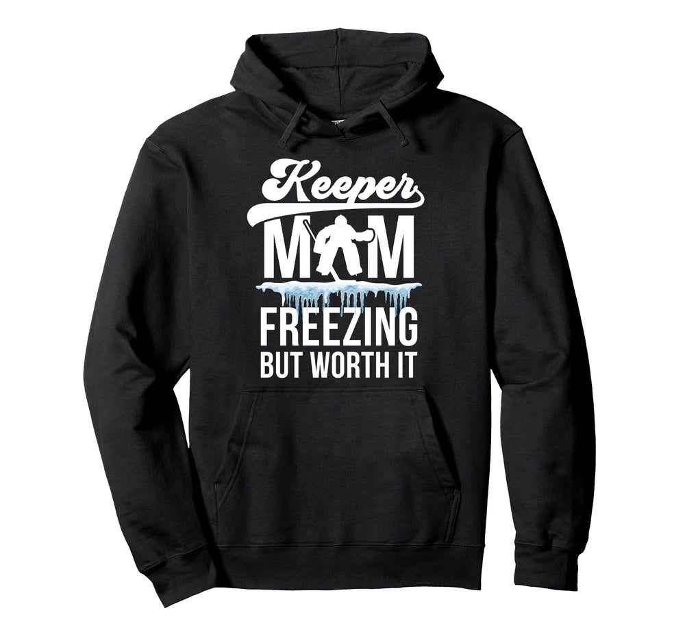 Hockey Keeper Mom Freezing Mom Hockey Hoodie - Minimalist Print Unisex