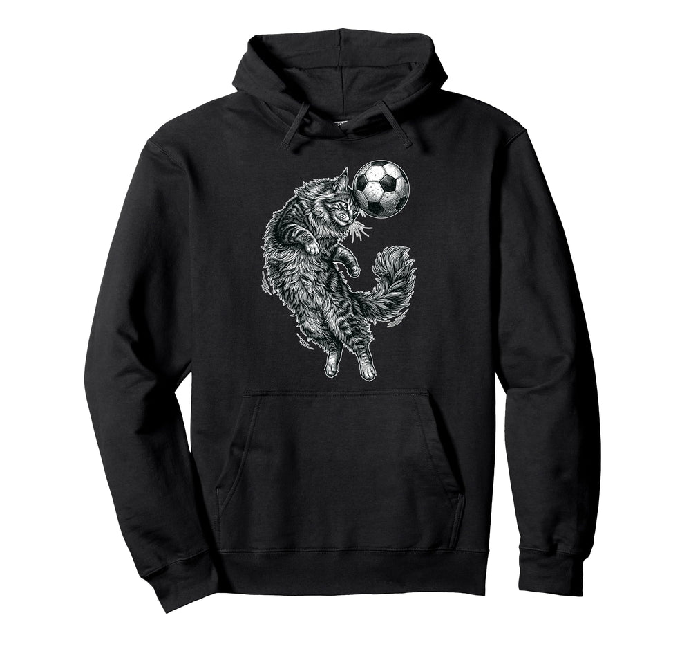 Soccer Cat Acrobat Feline Football Hoodie - Fun Novelty Design for Adults
