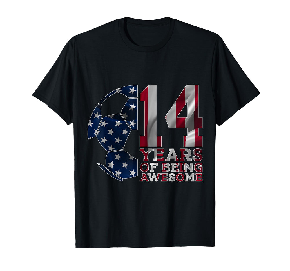 14 Years Being Awesome Soccer 14Th T-Shirt - Fun Novelty Design Unisex