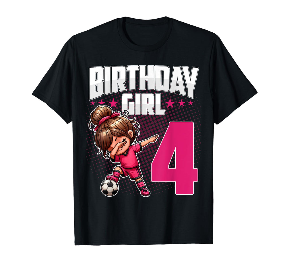 4Th Birthday Soccer Dabbing 4 Years T-Shirt - Novelty Apparel for Adults