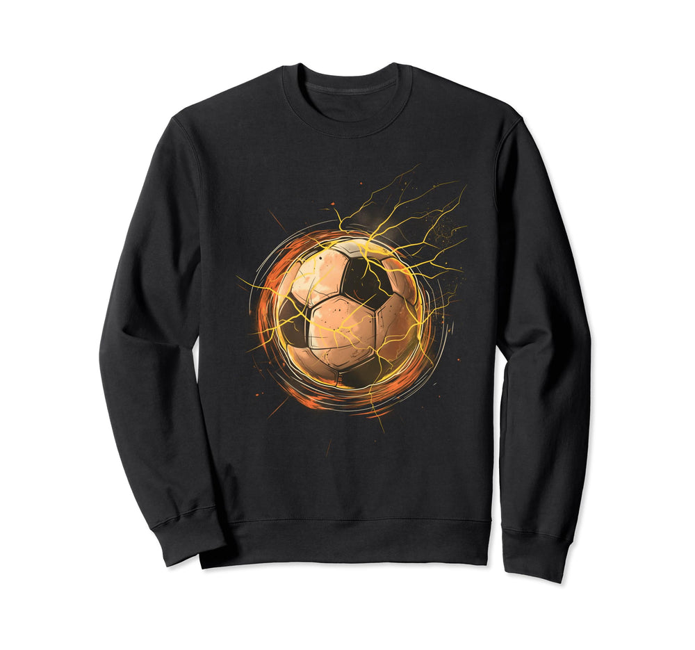 Lightning Soccer Ball Sports Sweatshirt - Minimalist Print for Adults