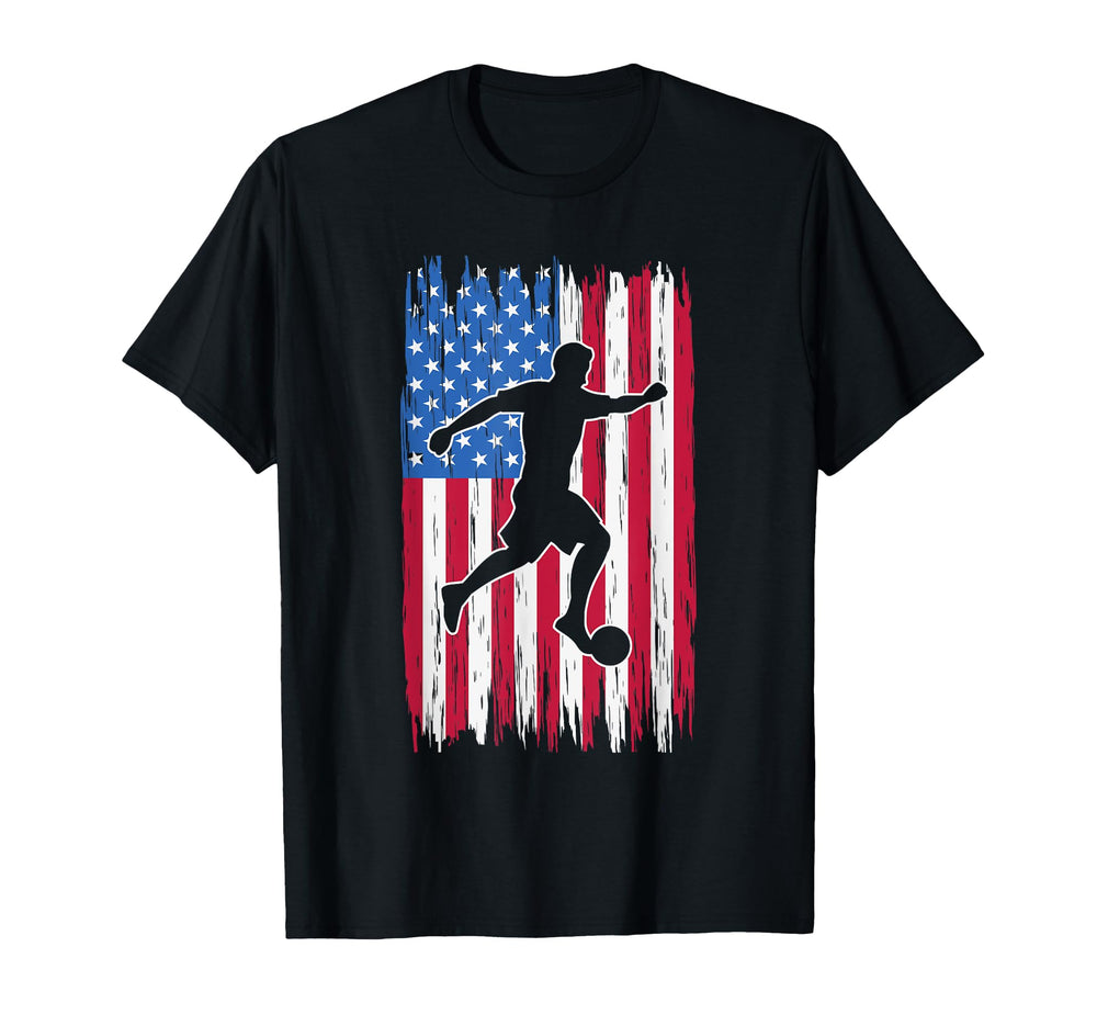 Patriotic Soccer Player Kicking T-Shirt - Fun Novelty Design Men Women