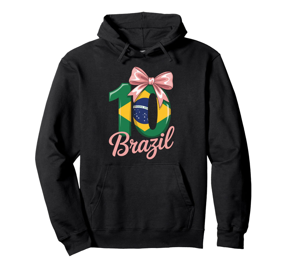 10 Brazil Birthday Number 10 Soccer Hoodie - Casual Everyday Wear Unisex