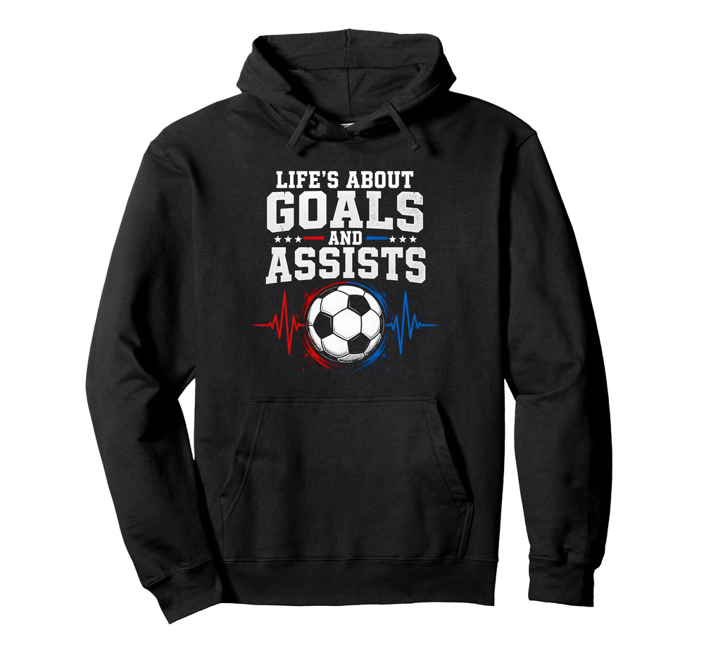 Life Goals Assists Soccer Heartbeat Hoodie - Aesthetic Graphic Men Women