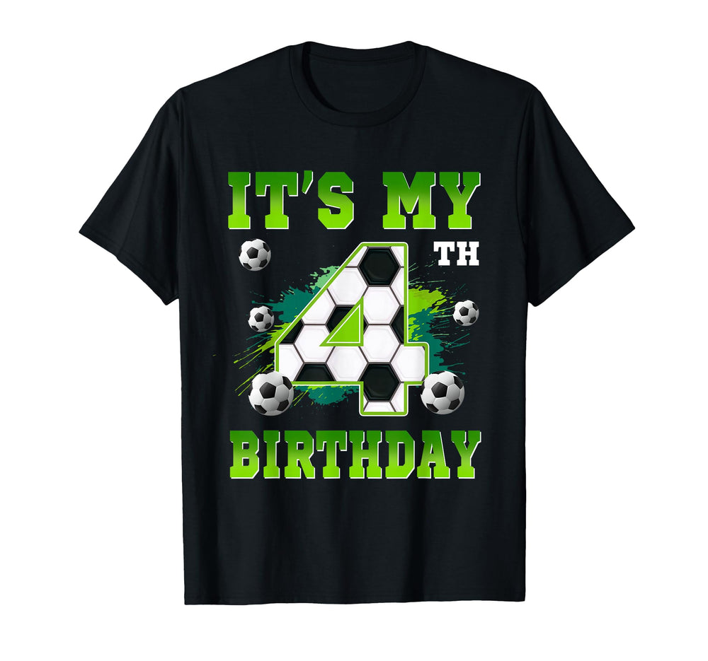 Its My 4Th Birthday Soccer Party 4 T-Shirt - Fun Novelty Design Unisex