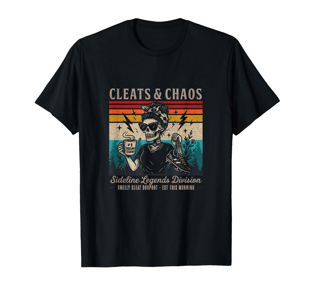 Cleats And Chaos Skeleton Soccer Mom T-Shirt - Fun Novelty Design Unisex