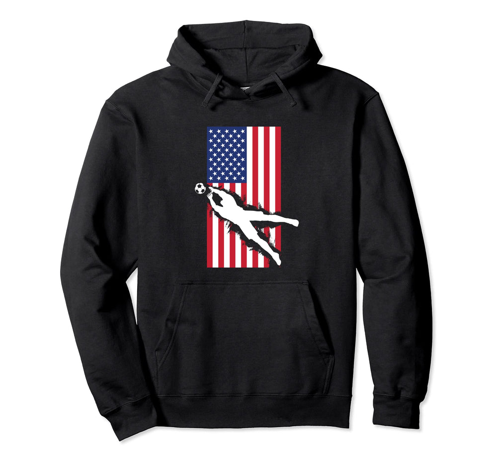 Soccer Goalie American Flag Hoodie - Fun Novelty Design Unisex