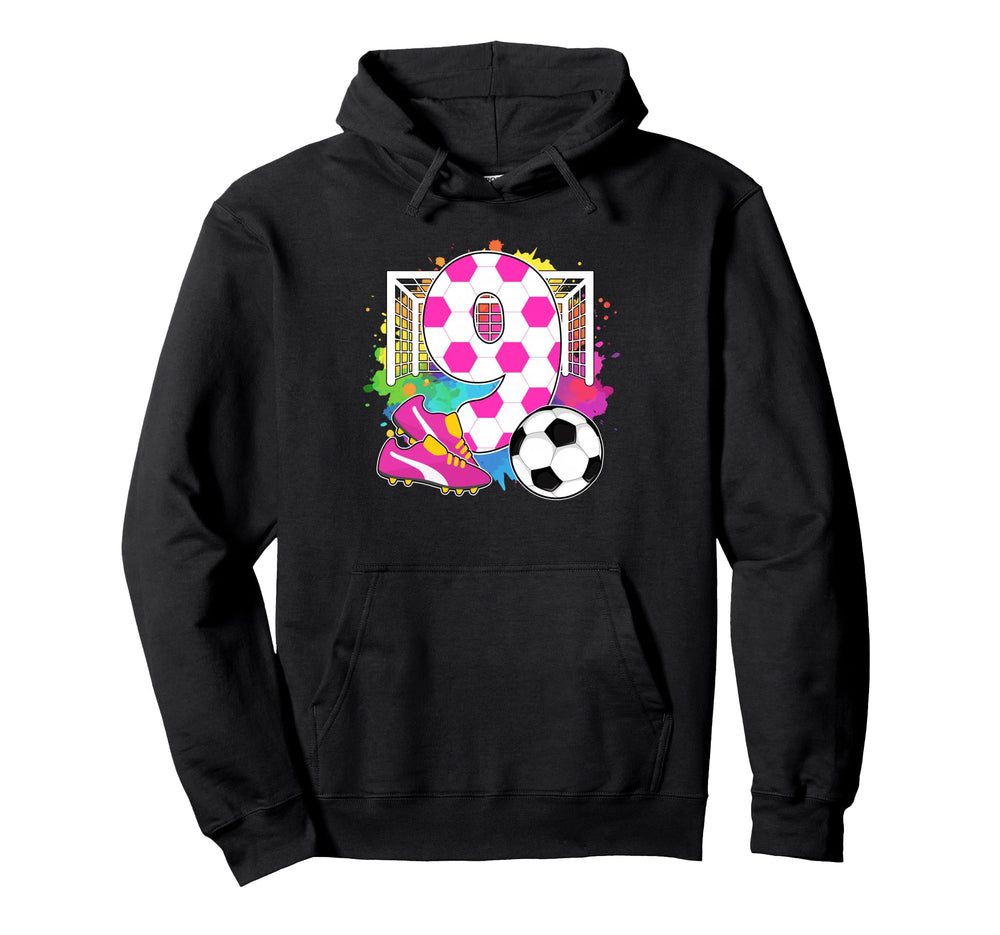 9 Years Old Birthday 9Th Birthday Soccer Hoodie - Aesthetic Graphic Unisex