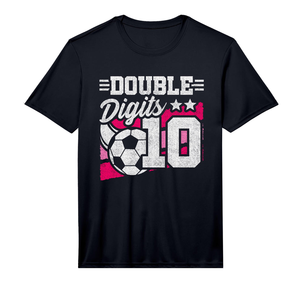 Soccer Birthday 10 Year Old Double T-Shirt - Casual Everyday Wear Unisex