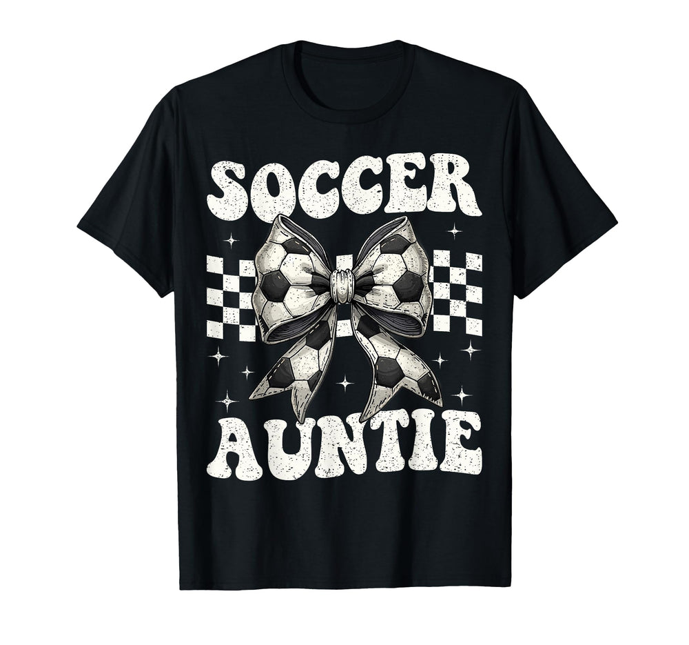 Soccer Auntie Funny Coquette Bow T-Shirt - Trendy Graphic for Adults
