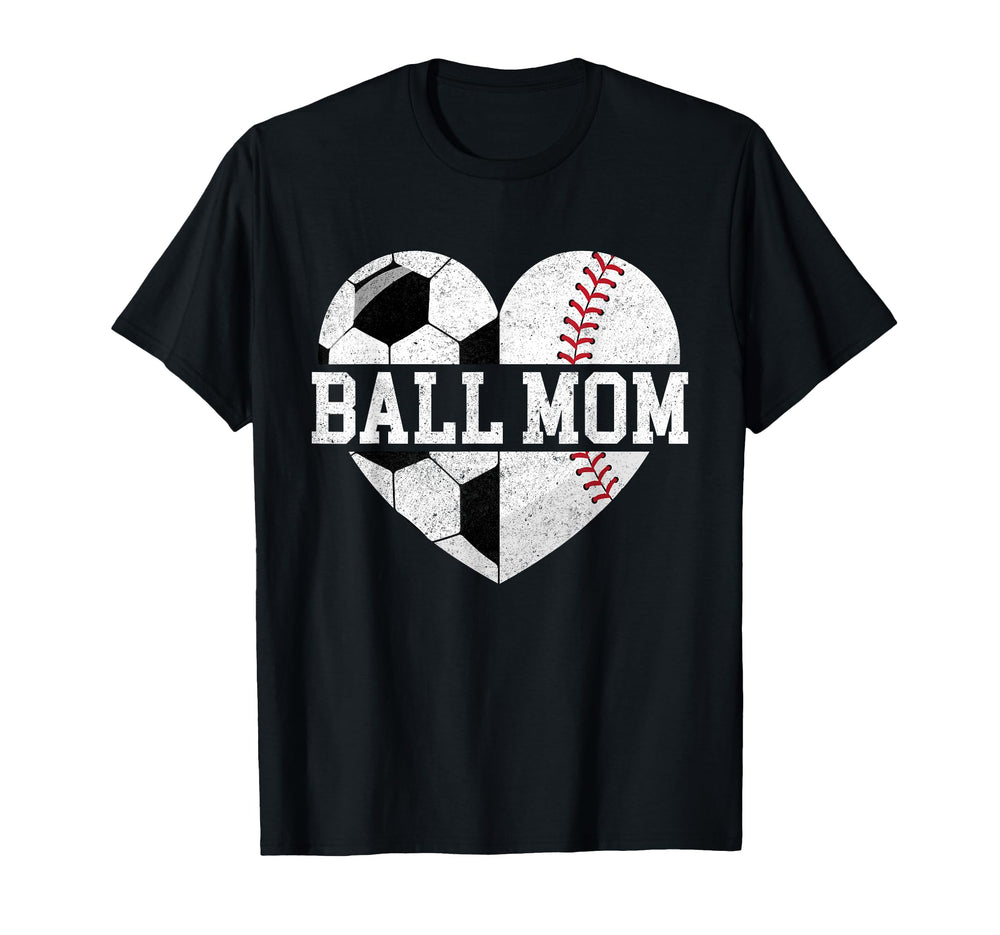 Ball Mom Heart Funny Baseball T-Shirt - Fun Novelty Design for Adults