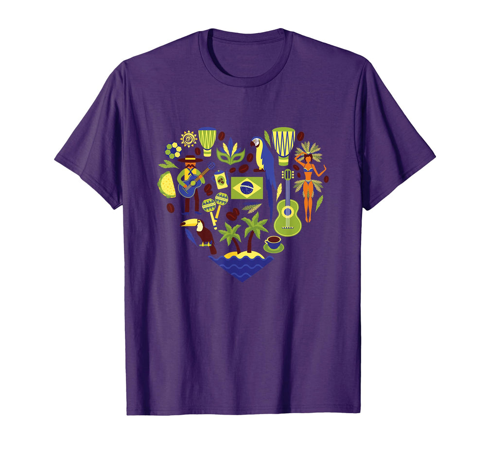 Brazil Heartbeat Soccer Beach Flag T-Shirt - Graphic Print Men Women