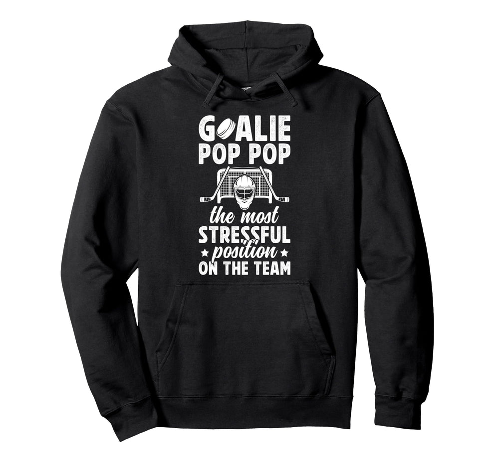 Funny Hockey Goalie Pop Pop Ice Hockey Hoodie - Minimalist Print Men Women