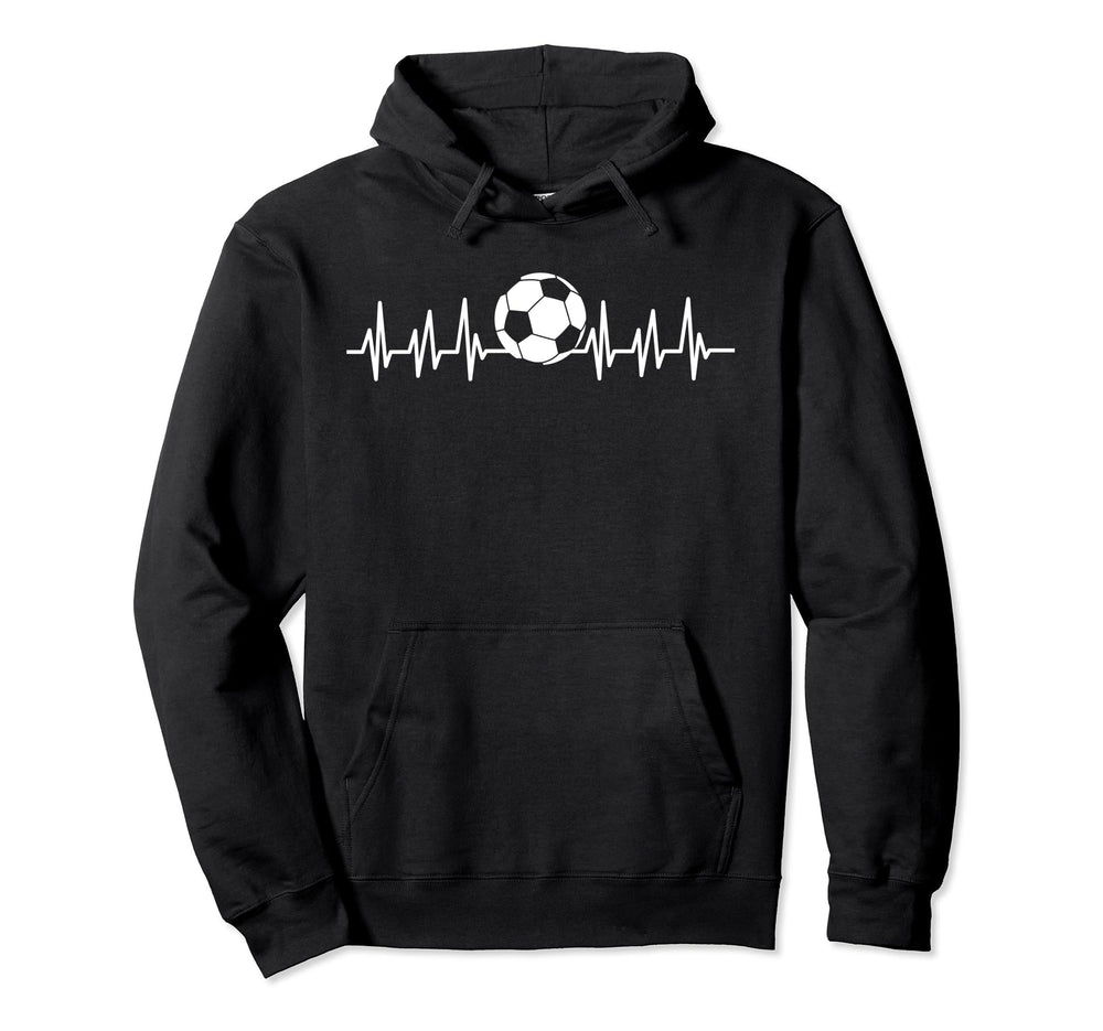 Heartbeat Ekg Heart Sports Soccer Field Hoodie - Graphic Print Unisex
