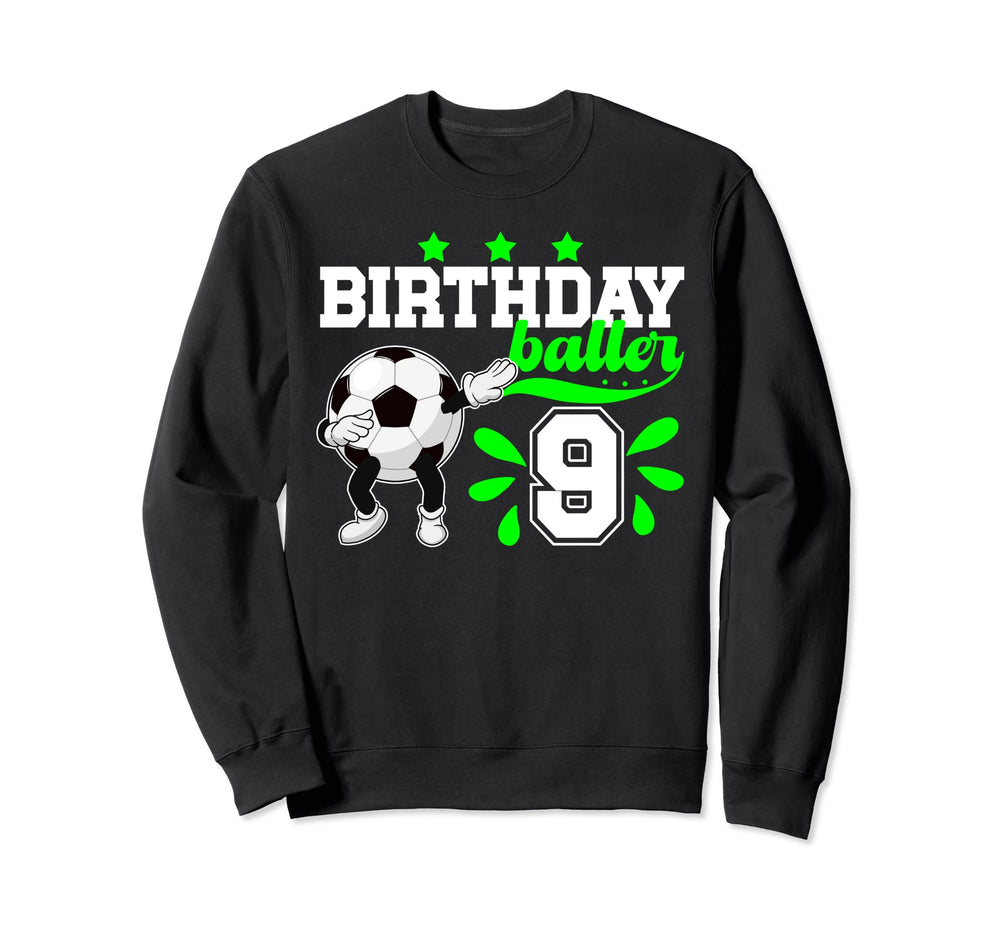 9Th Birthday Party Soccer Nine Year Old Sweatshirt - Graphic Print Unisex