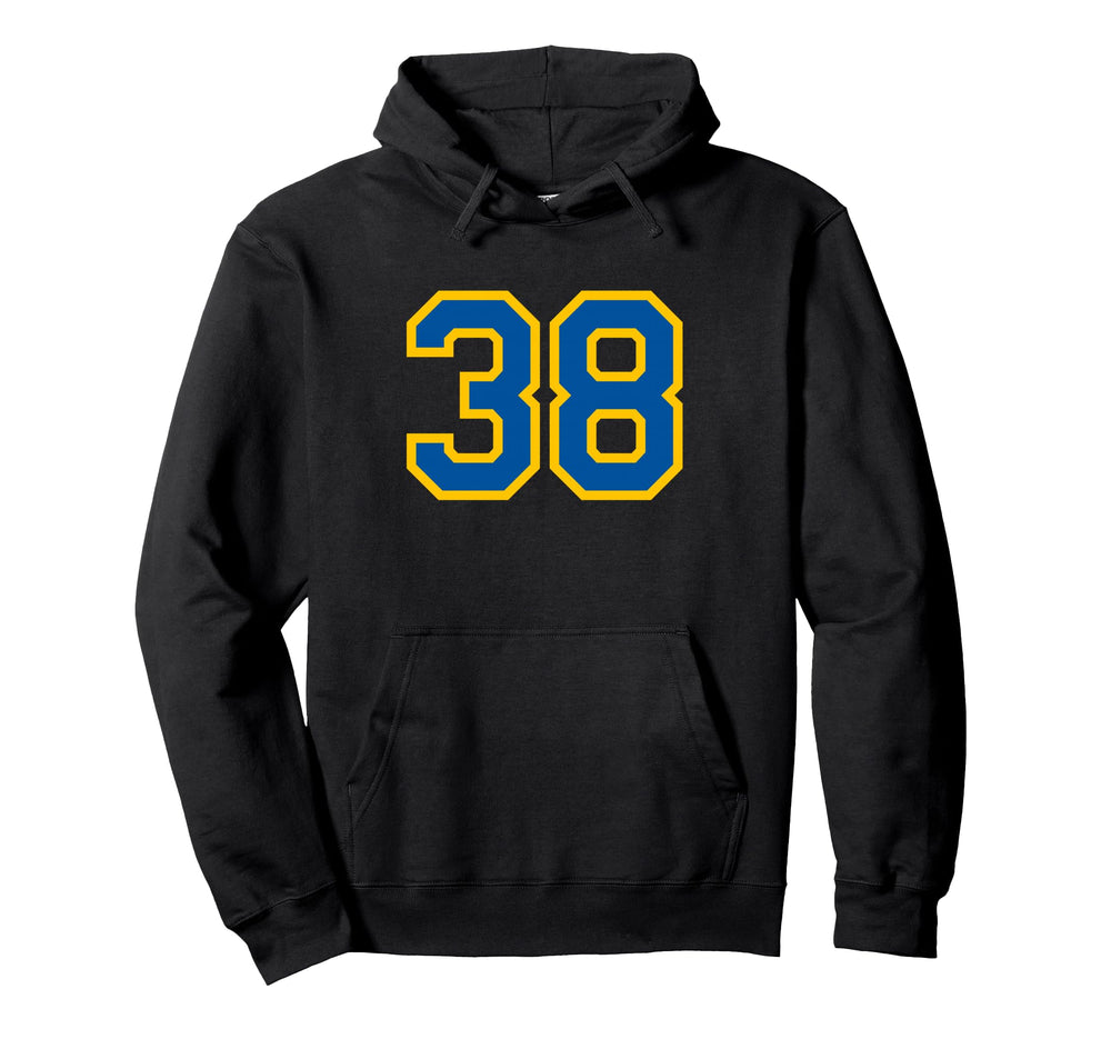 Blue Yellow Sport Team Number 38 Hoodie - Aesthetic Graphic Men Women