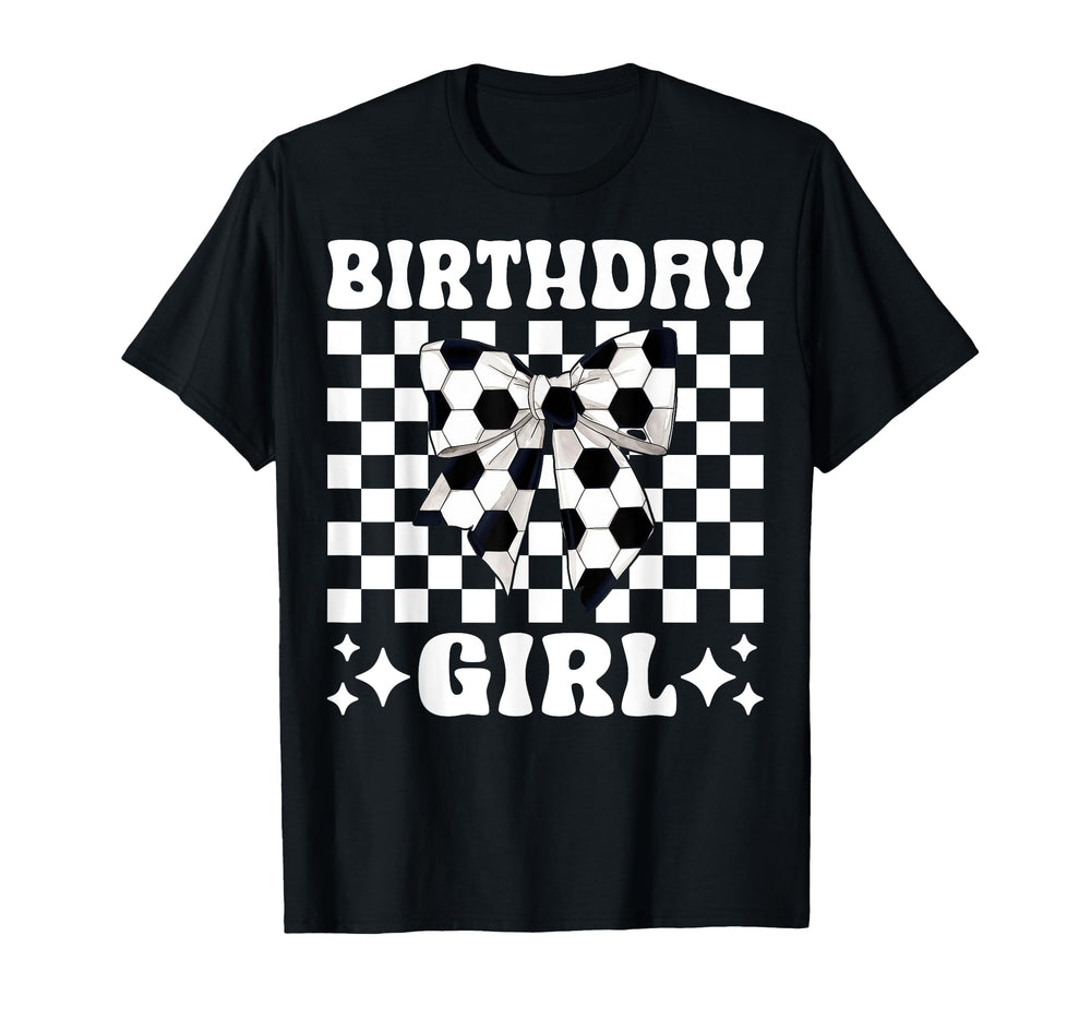Birthday Soccer Coquette Bow T-Shirt - Novelty Apparel Unisex
