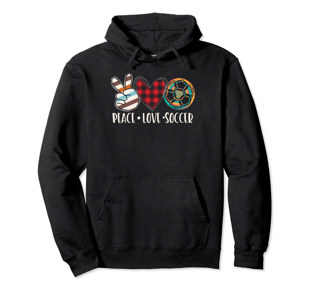 Peace Soccer Love Soccer Hoodie - Graphic Print Unisex