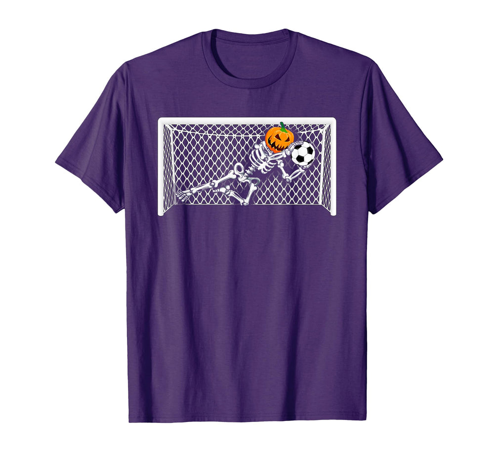 Skeleton Soccer Goal Keeper Halloween T-Shirt - Trendy Graphic for Adults