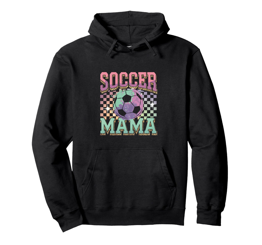 Soccer Mama Soccer Fan Checkered Pattern Hoodie - Trendy Graphic Unisex