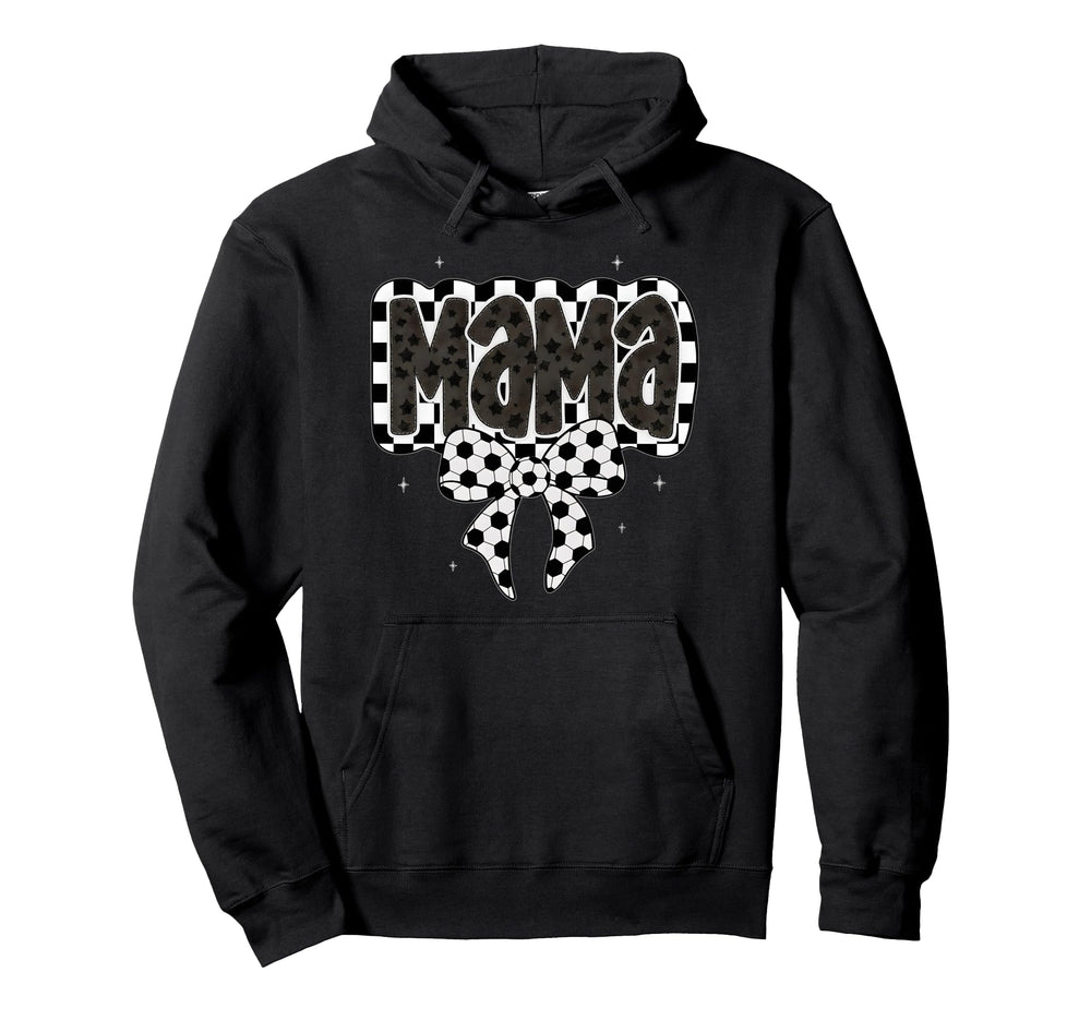 Soccer Mama Coquette Checkered Bow Hoodie - Graphic Print for Adults