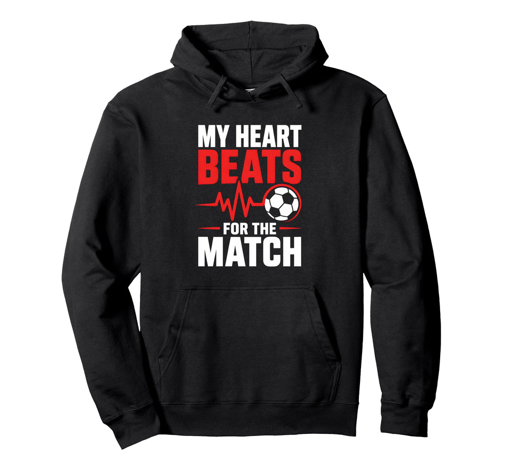 My Heart Beats Match Soccer Heartbeat Hoodie - Graphic Print for Adults