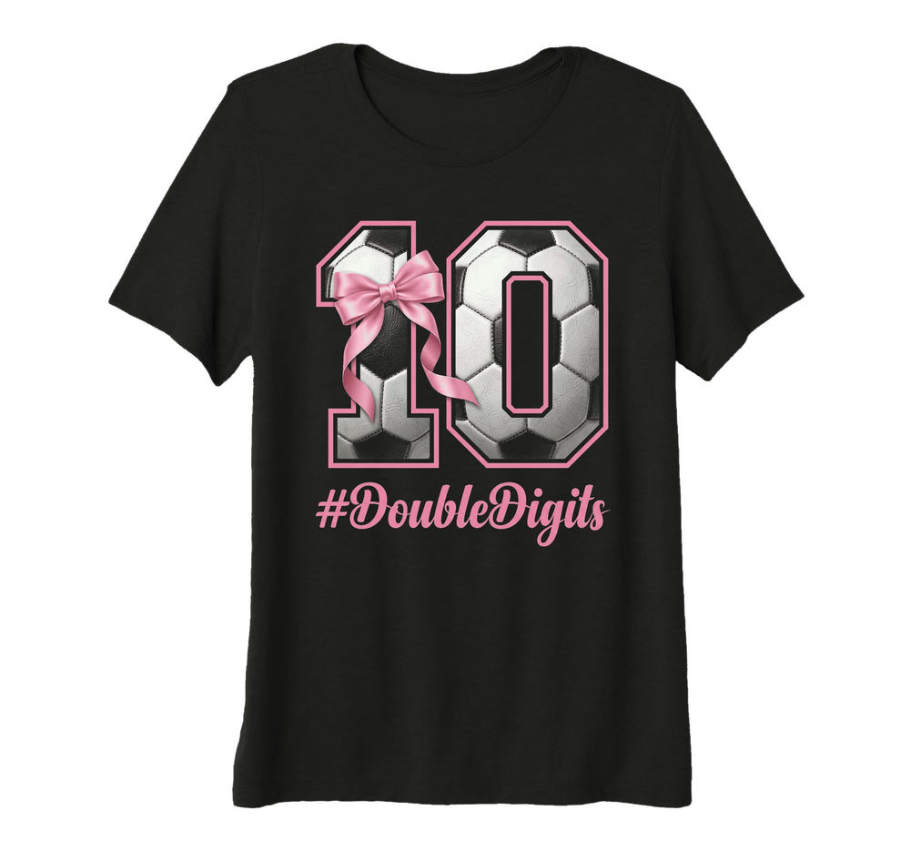 Womens Bow Soccer Football Double T-Shirt - Aesthetic Graphic for Adults