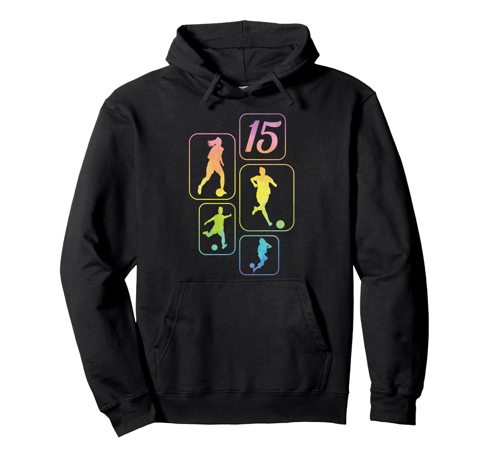 15Th Birthday Soccer Player Football Hoodie - Minimalist Print Men Women