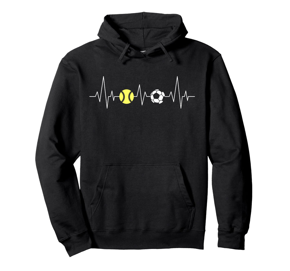 Soccer Softball Heartbeat Funny Sport Hoodie - Fun Novelty Design Unisex