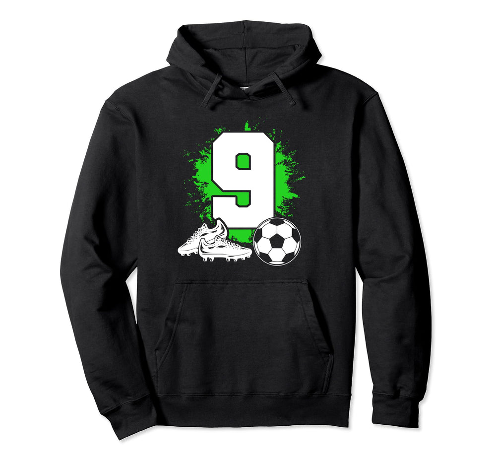 9 Soccer Birthday Player Bday Party Hoodie - Custom Art Print for Adults