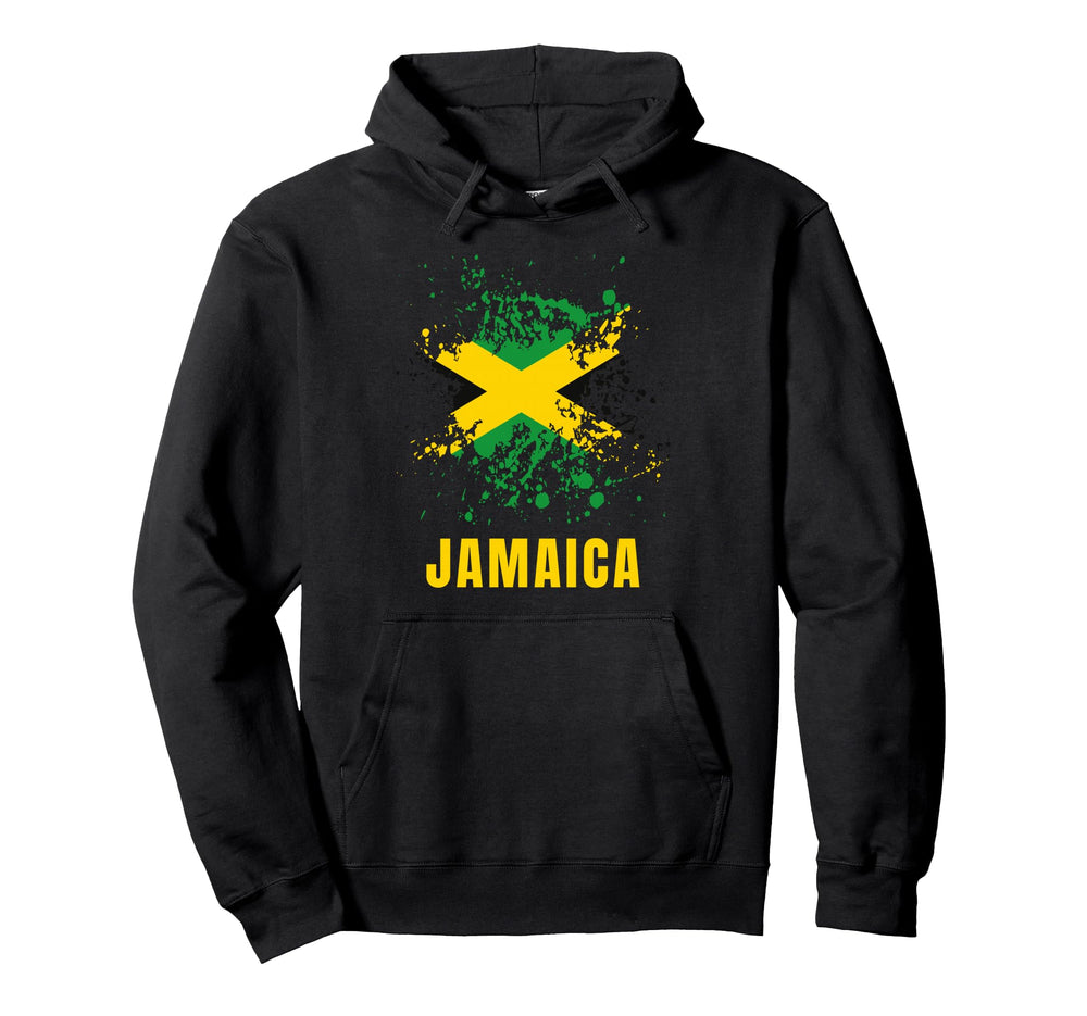 Jamaica Watercolors Sport Jamaican Flag Hoodie - Trendy Graphic for Adults