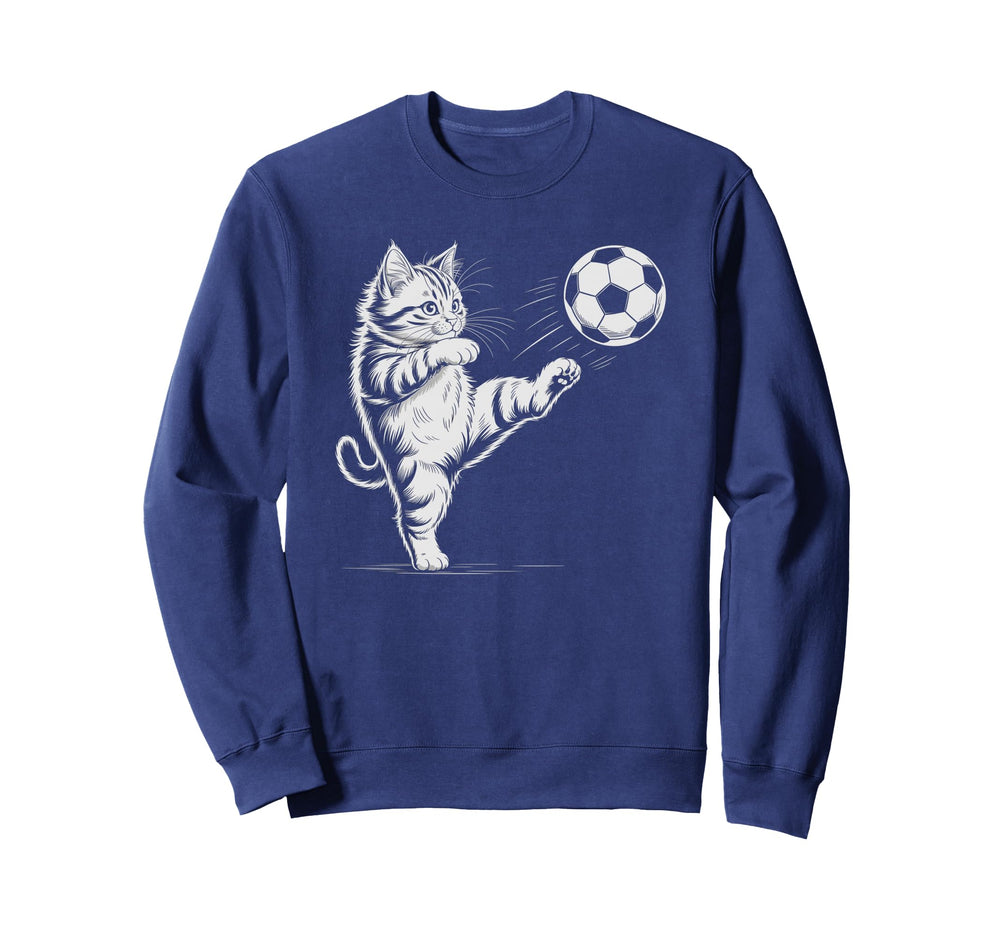 Soccer Cat Star Player Score Game Goalie Sweatshirt - Graphic Print Unisex