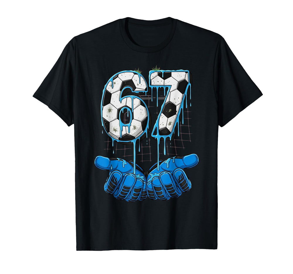Soccer Number 67 Goalie Gloves Ball T-Shirt - Minimalist Print Unisex