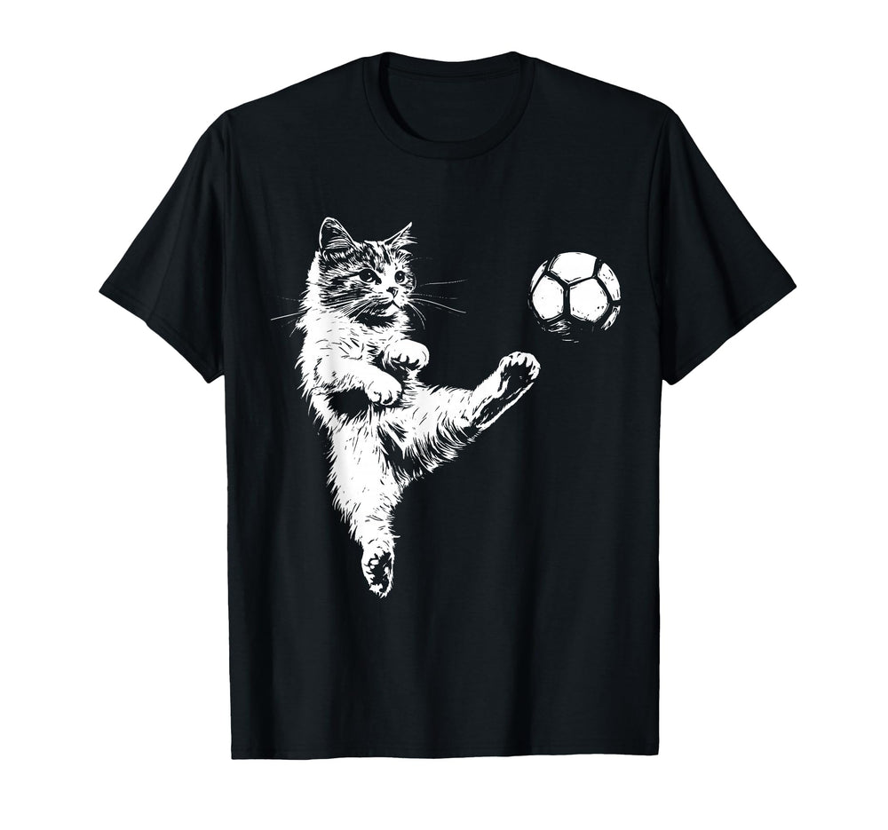 Funny Cat Soccer Ball T-Shirt - Unique Graphic Unisex