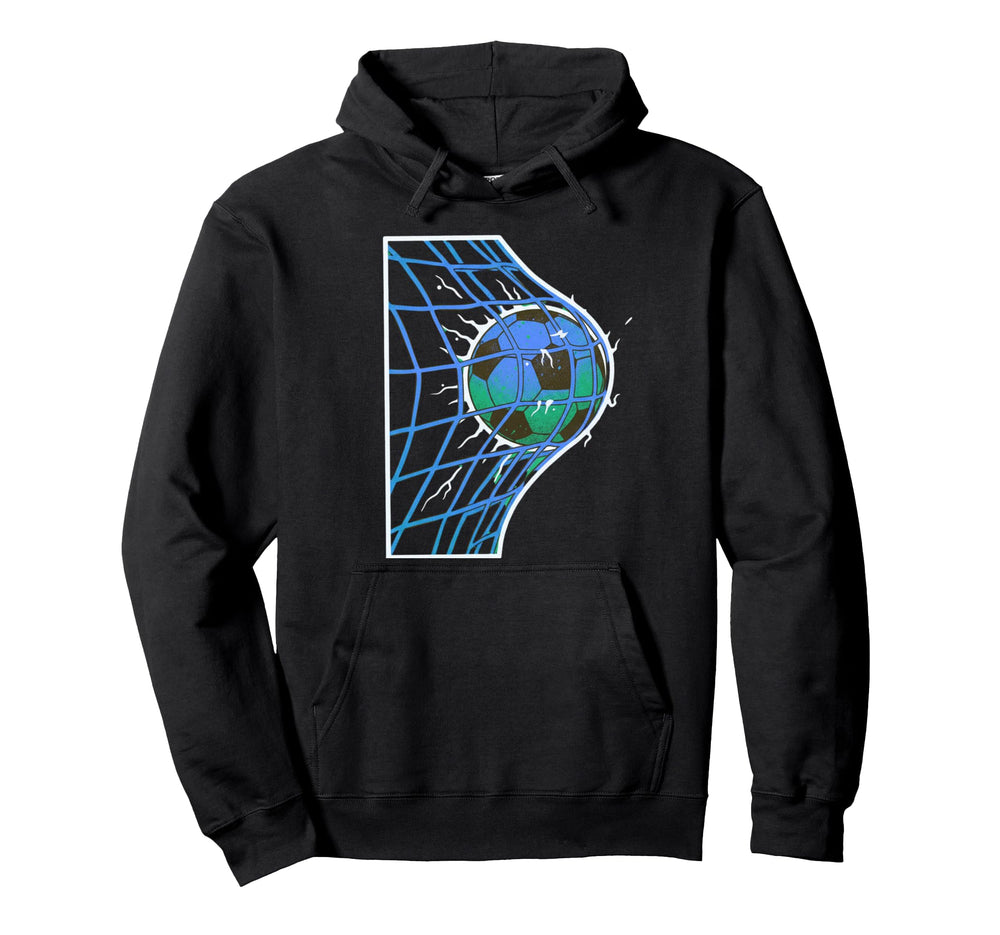 Soccer Ball Hitting Goal Net Action Hoodie - Fun Novelty Design Unisex