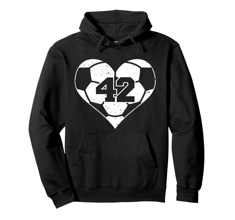 Soccer Heart Number 42 Jersey Sports Fan Hoodie - Unique Graphic Men Women