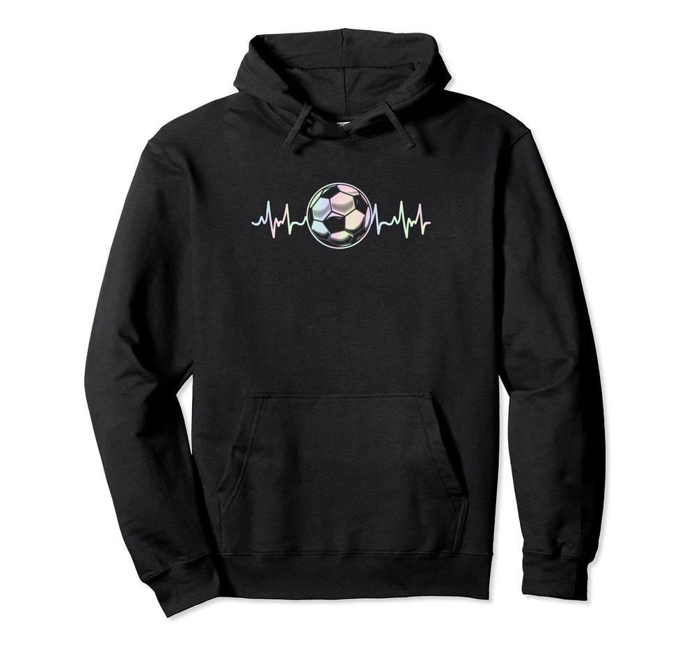 Soccer Heartbeat Sports Pastel Hoodie - Unique Graphic for Adults