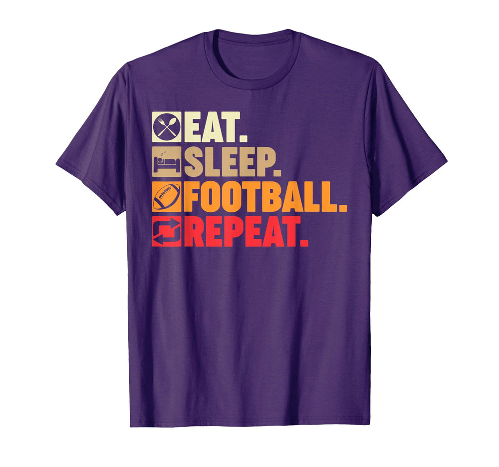 Eat Sleep Football Repeat Coach Player Fans T-Shirt - Unique Graphic Unisex