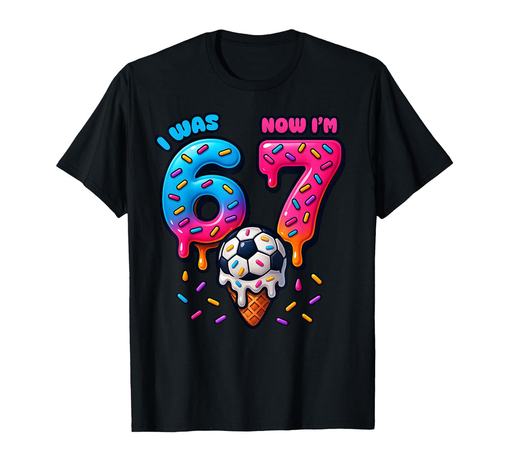 I Was 6 Now Im 7 7Th Birthday Ice Cream T-Shirt - Custom Art Print Unisex