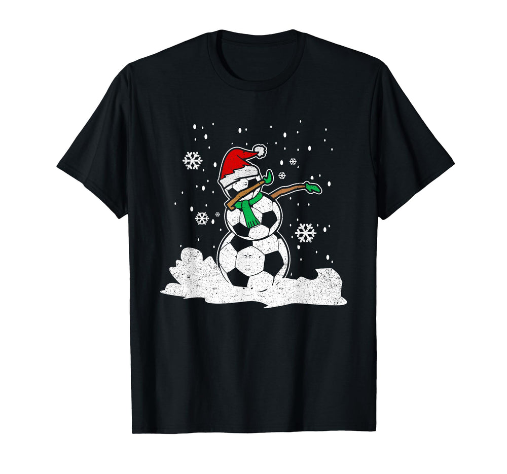 Dabbing Snowman Soccer Ball Funny T-Shirt - Trendy Graphic Men Women
