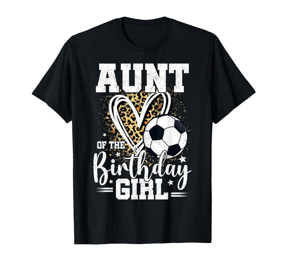 Aunt Birthday Soccer Ball Aunt Leopard T-Shirt - Trendy Graphic for Adults