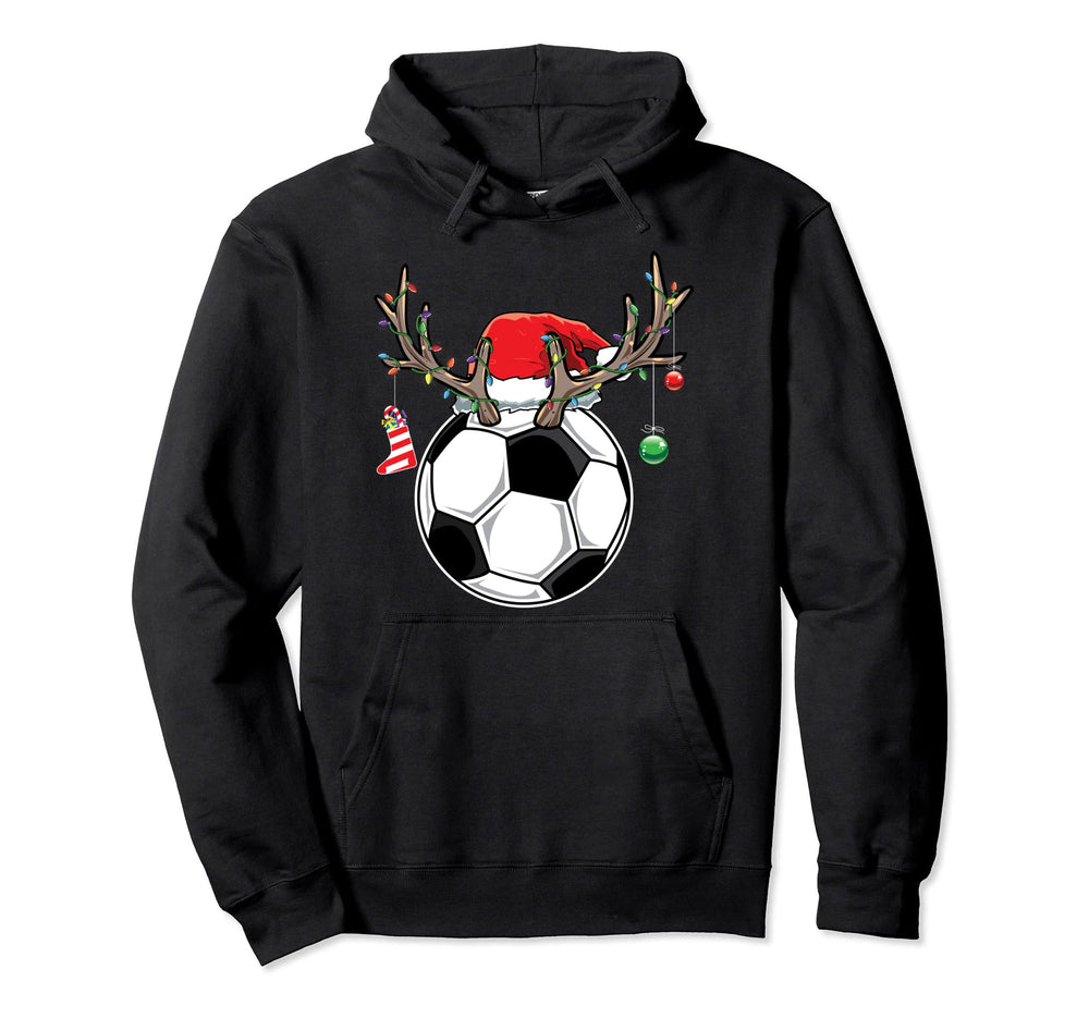 Soccer Player Reindeer Santa Gift Hoodie - Casual Everyday Wear Men Women