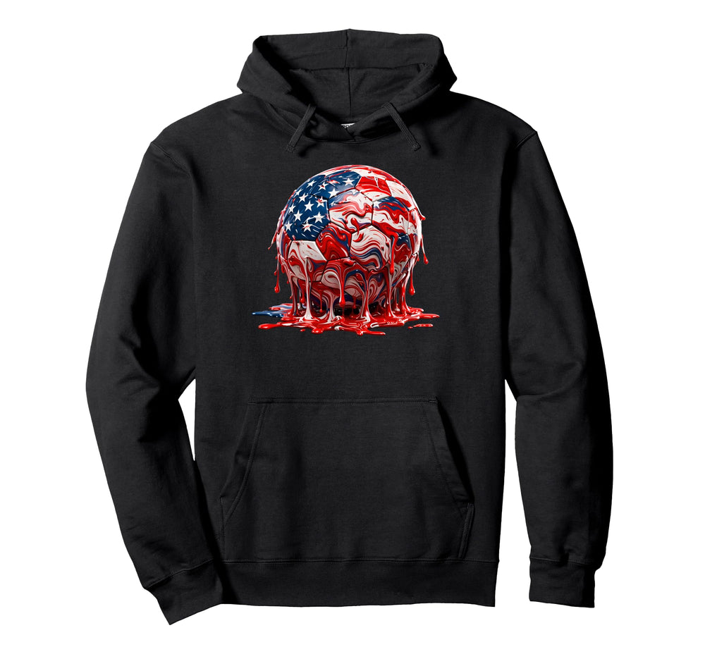 4Th July Soccer Melting Patriotic Hoodie - Minimalist Print Unisex